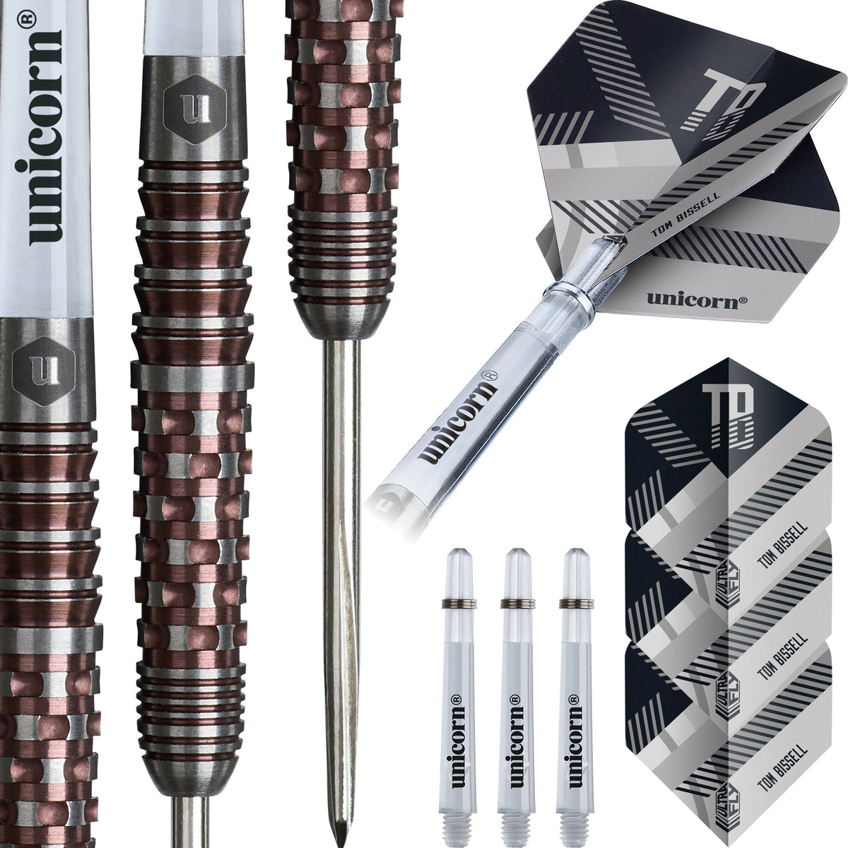 Unicorn - Tom Bissell - 95% - Rosso - Steel Šipky - Direct Darts - 1