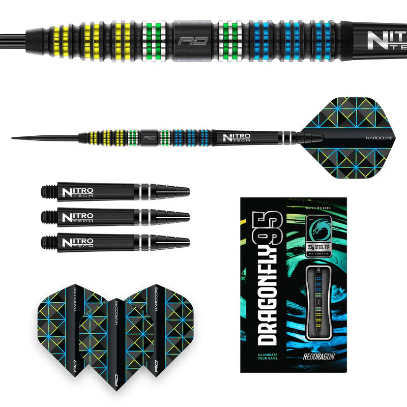 Red Dragon - Dragonfly 95 Black - Tapered 95% - Sada Steel Šípok - Direct Darts - 5
