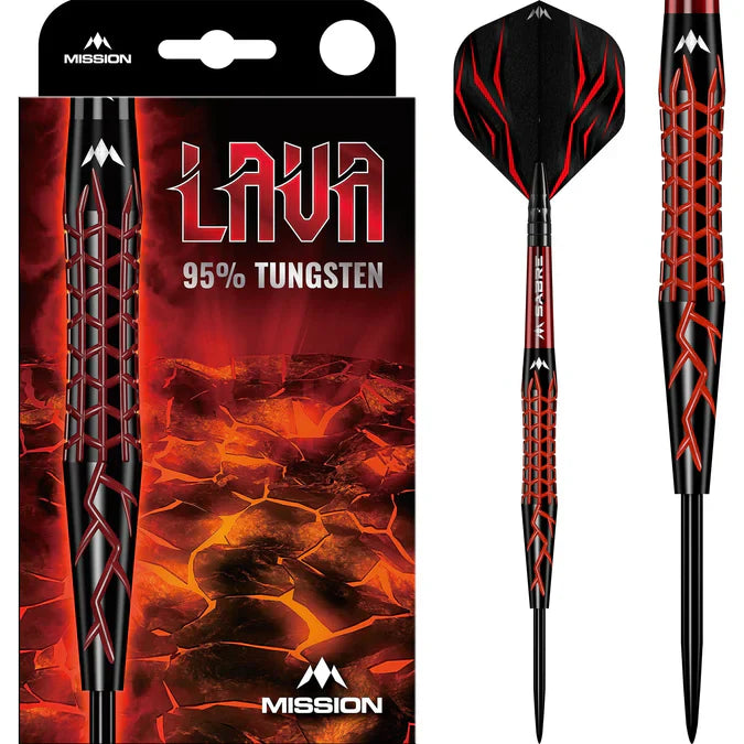 Mission - Lava 95% - Čierna & Červená - Sada Steel Šípok - Direct Darts - 2