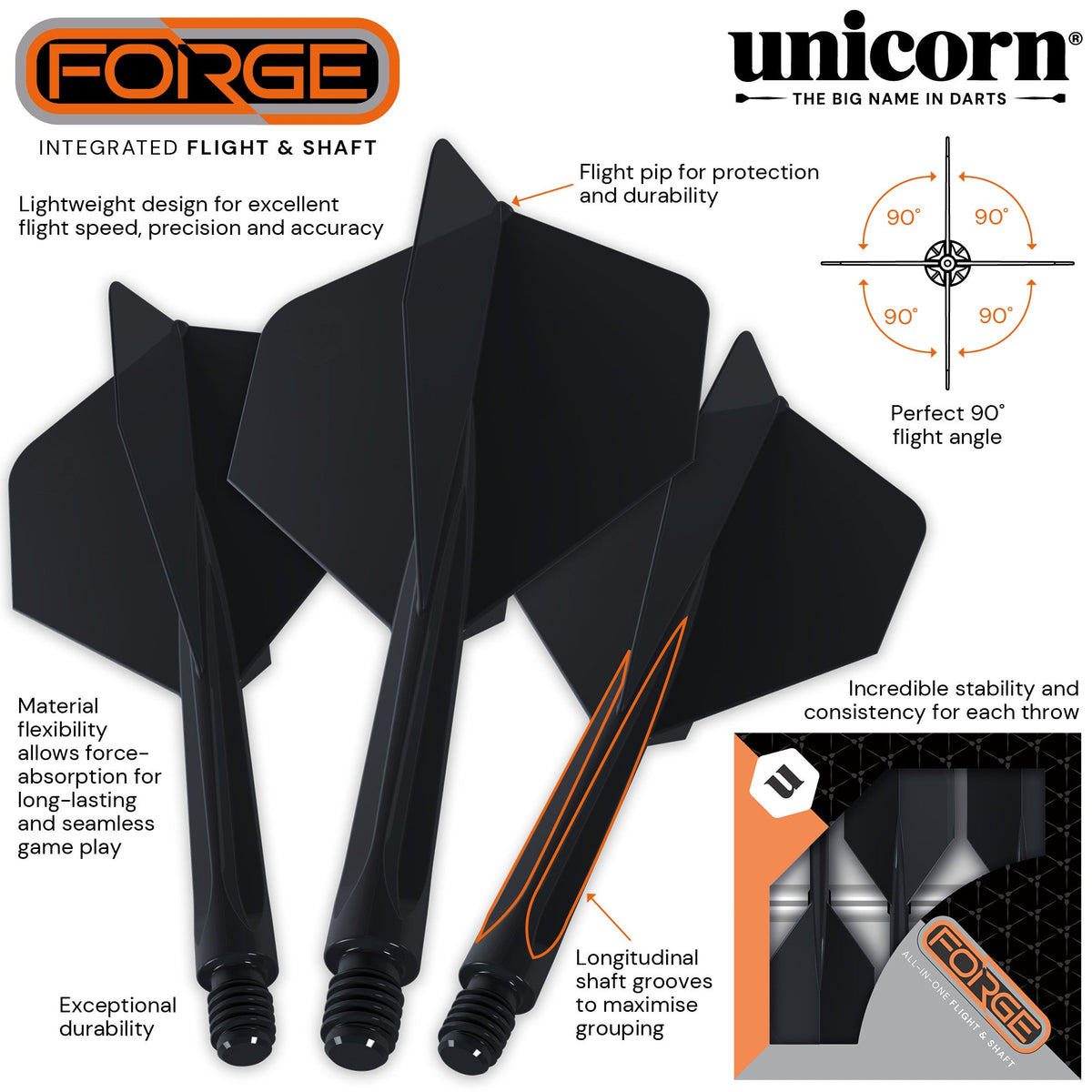Unicorn - Forge - Plus Čierna - Šípky Letky/Násadky - Direct Darts - 2