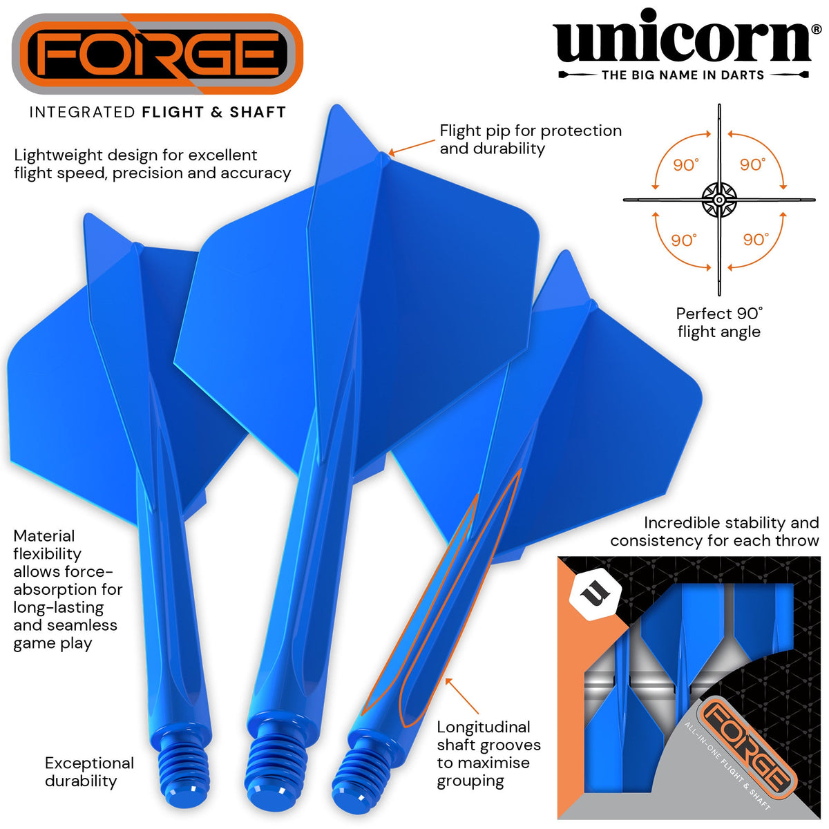 Unicorn - Forge - Plus Modrá - Šípky Letky/Násadky - Direct Darts - 2