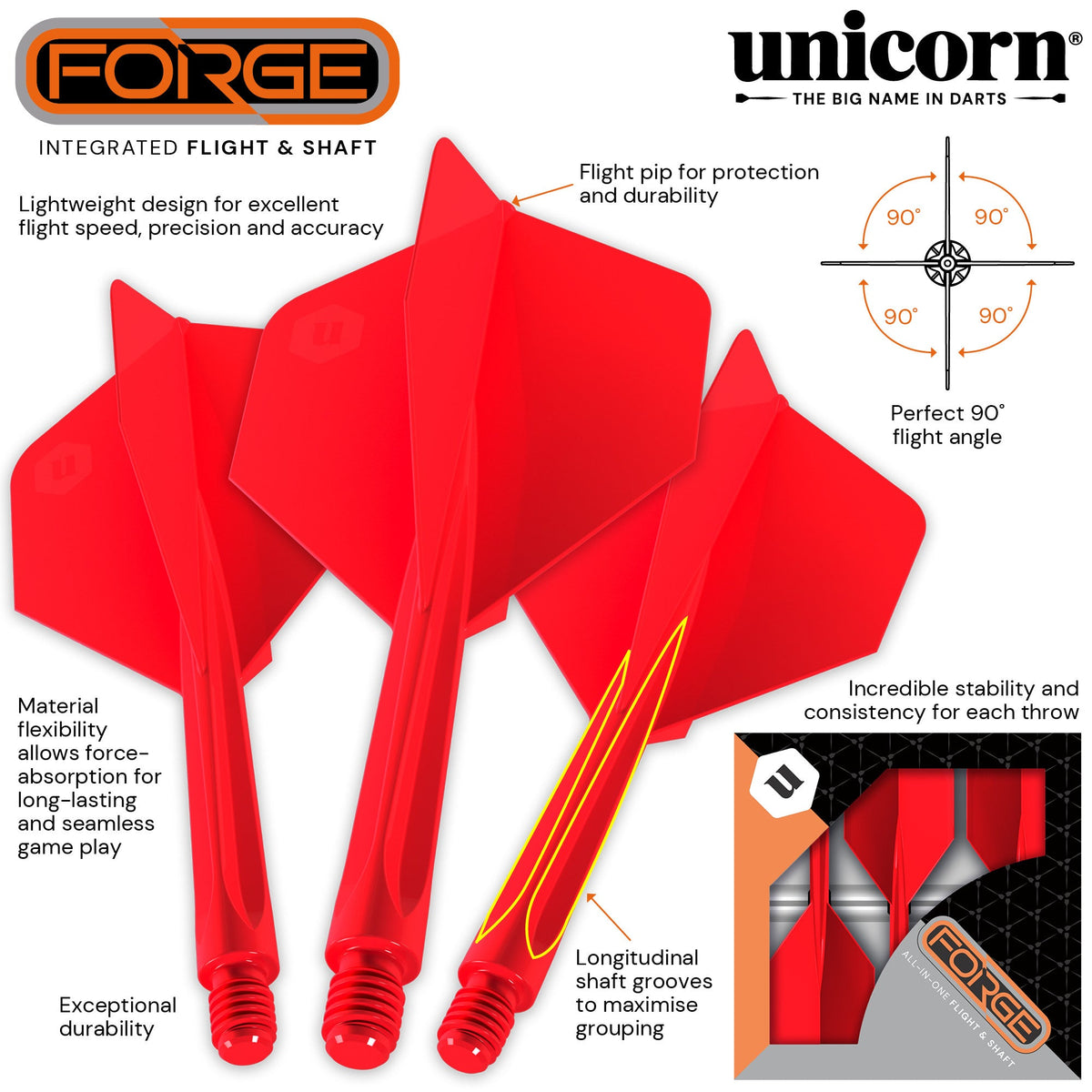 Unicorn - Forge - Plus Červená - Šípky Letky/Násadky - Direct Darts - 2