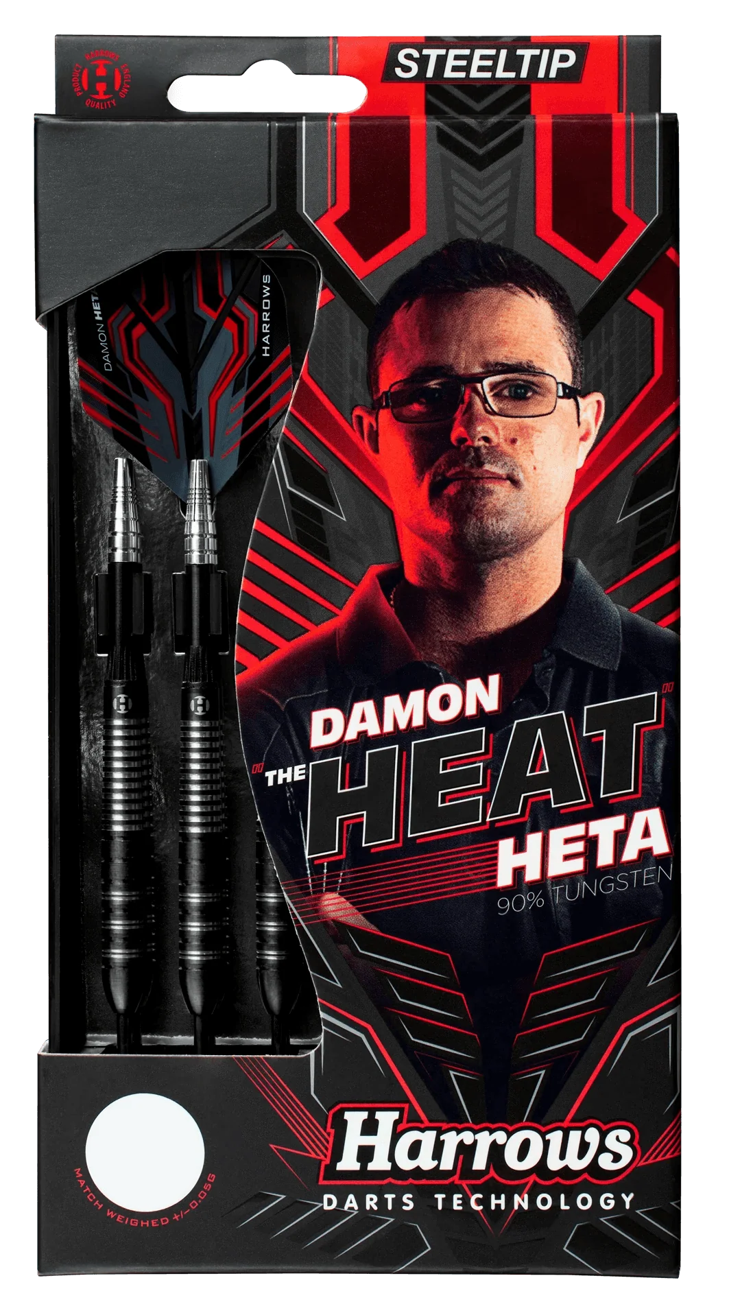 Harrows - Damon Heta 90% Black - Sada Steel Šípok - Direct Darts - 5