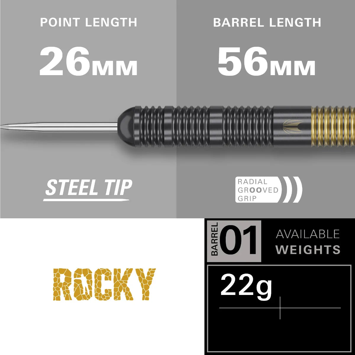 Target - Josh Rock - Brass - Sada Steel Šípok - Direct Darts - 3