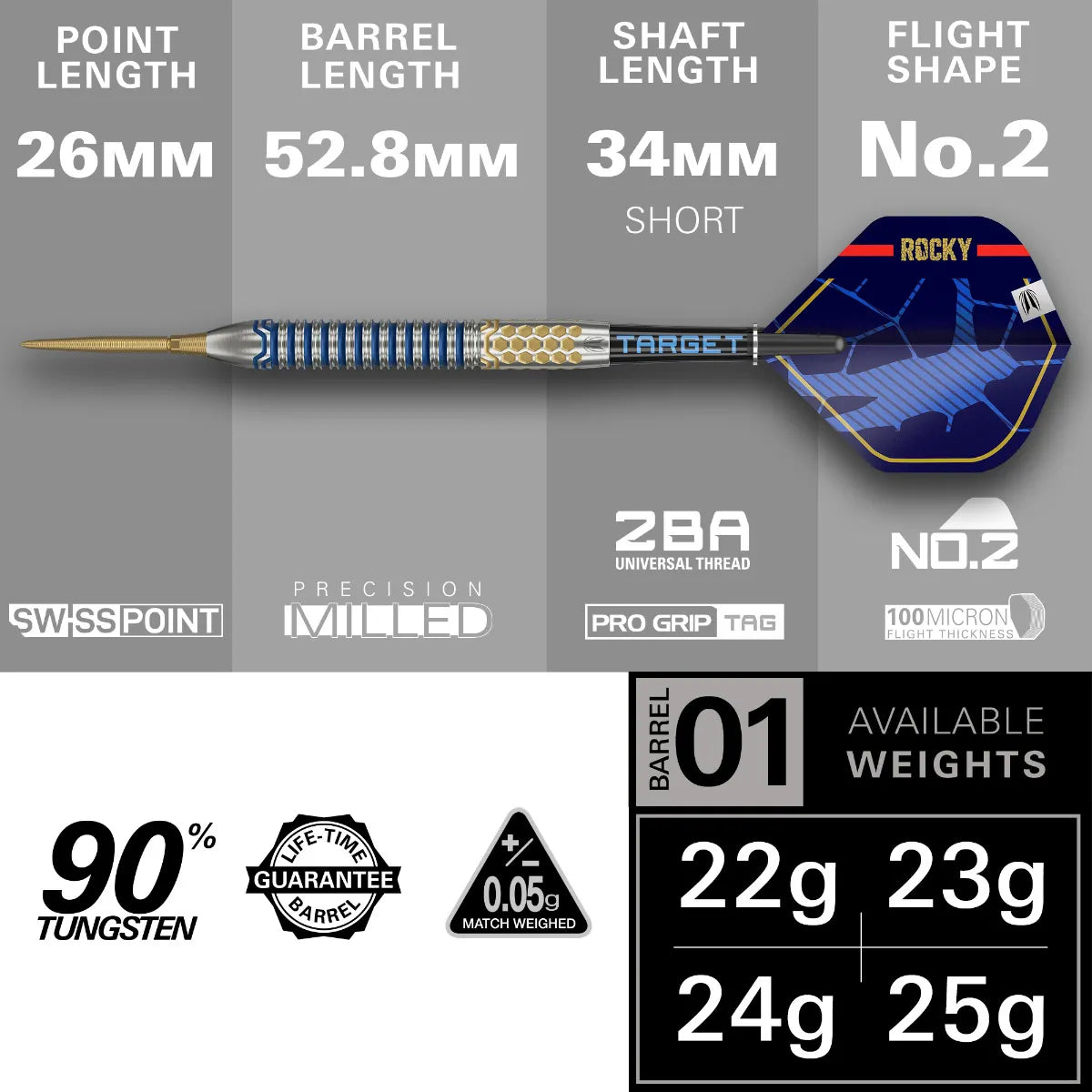 Target - Josh Rock G1 90% Sp - Sada Steel Šípok - Direct Darts - 4