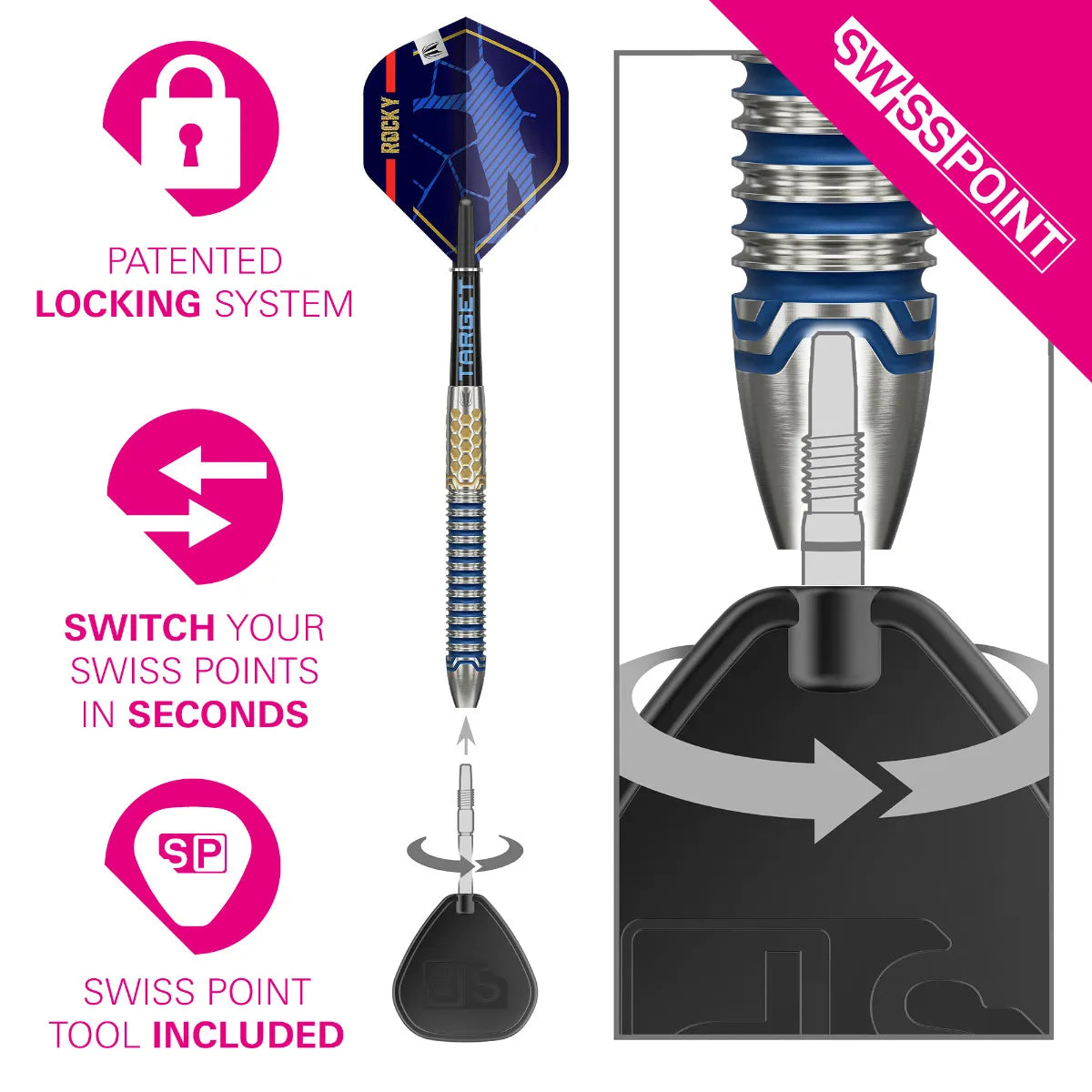 Target - Josh Rock G1 90% Sp - Sada Steel Šípok - Direct Darts - 5