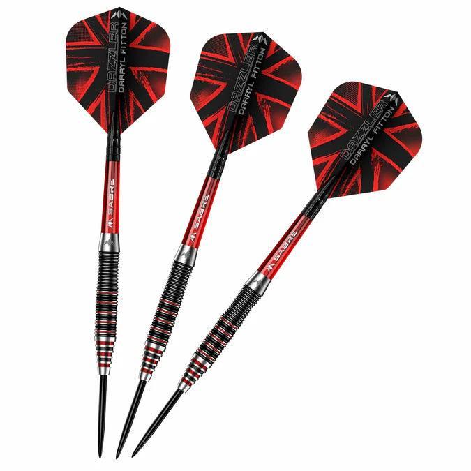 Mission - Darryl Fitton - Electro Čierna & Červená - 95% - The Dazzler - Sada Steel Šípok - Direct Darts - 2