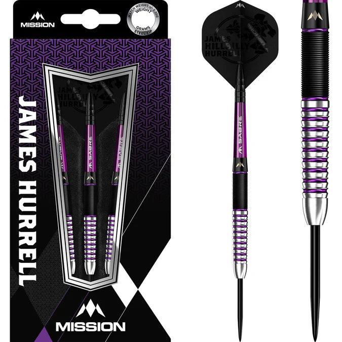 Mission - James Hurrell - Hillbilly - Čierna & Fialová - 90% - Sada Steel Šípok - Direct Darts - 1