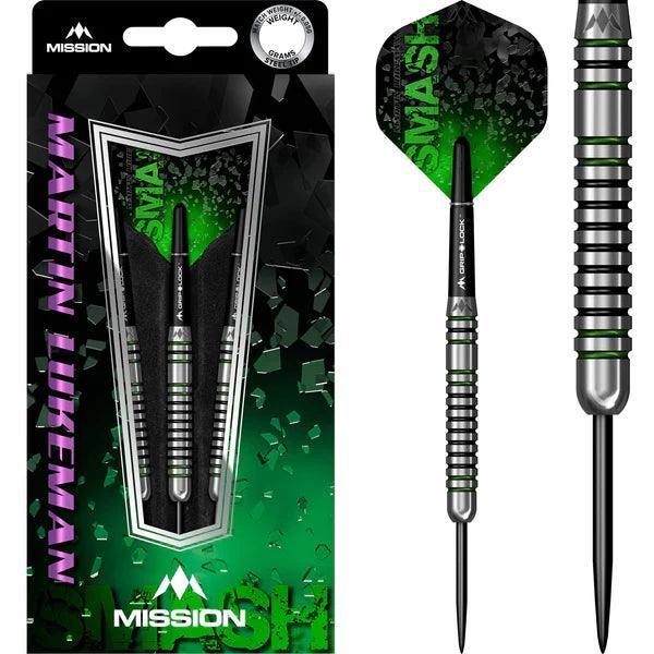 Mission - Martin Lukeman Darts 90% - Čierna & Zelená - Sada Steel Šípok - Direct Darts - 1
