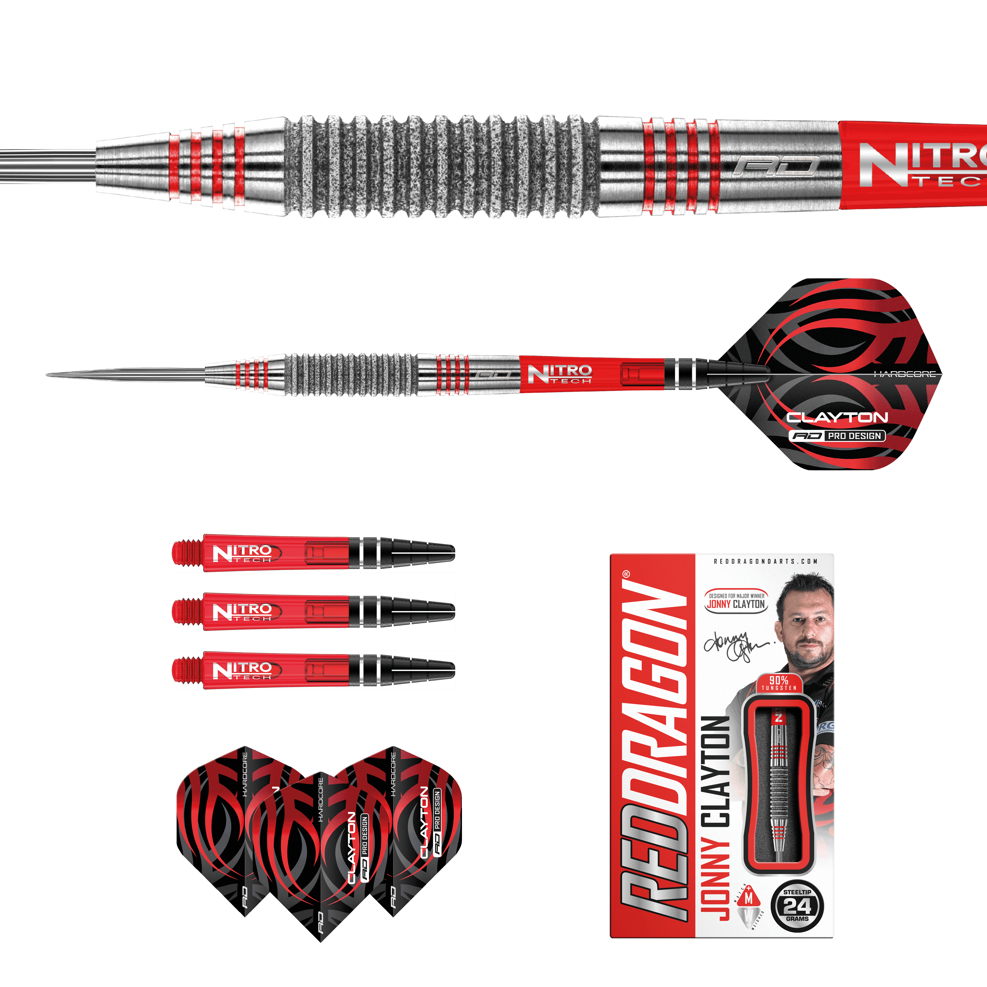Red Dragon - Jonny Clayton Element 90% - Sada Steel Šípok - Direct Darts - 5