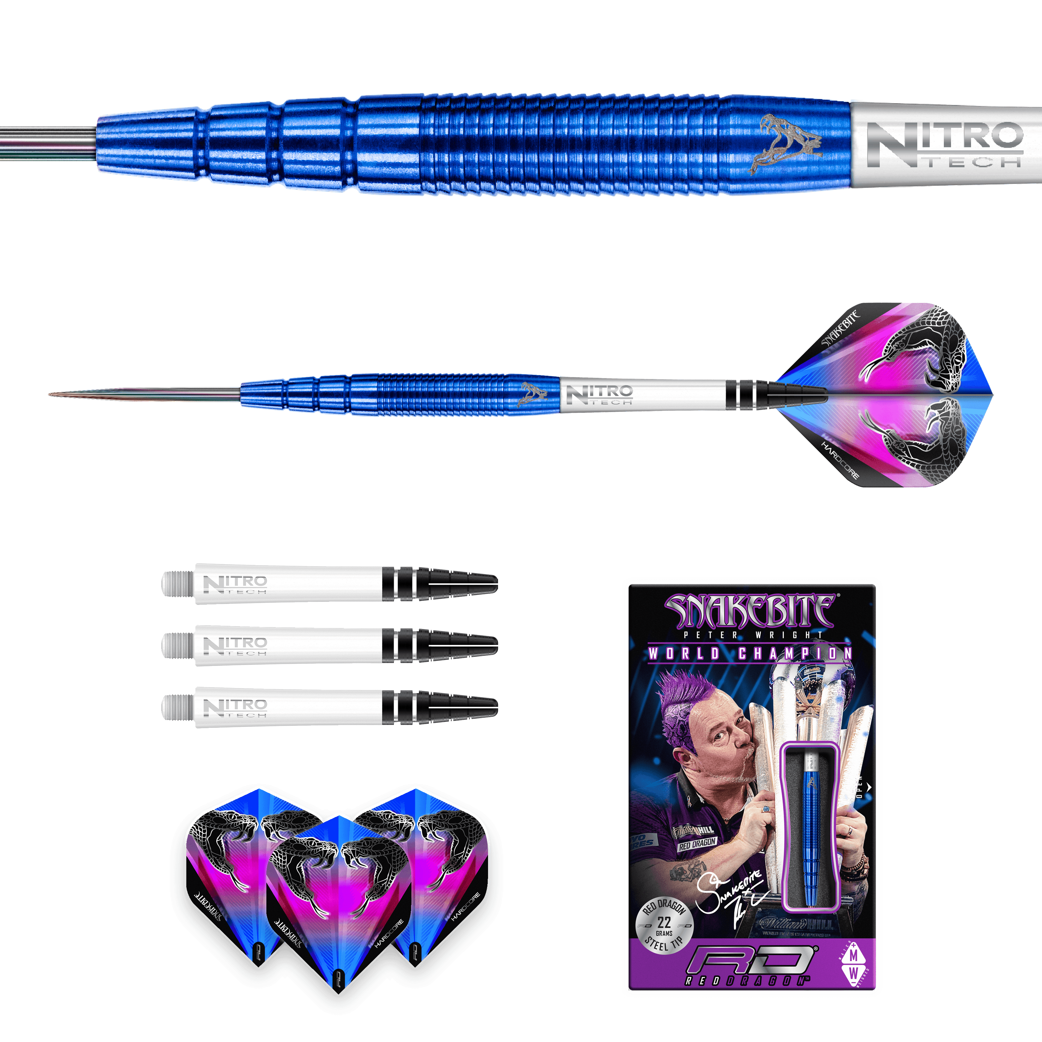 Red Dragon - Peter Wright Pl15 Blue 90% - Sada Steel Šípok - Direct Darts - 5