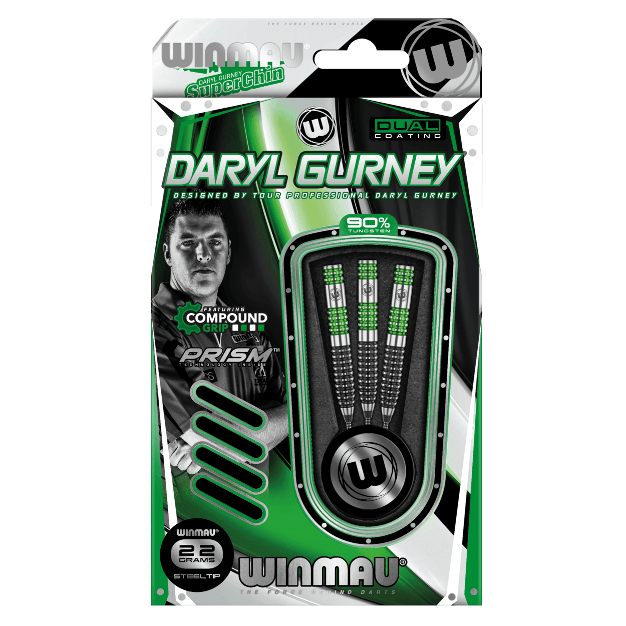 Winmau - Daryl Gurney Zelená/Čierna 90% - Sada Steel Šípok - Direct Darts - 3