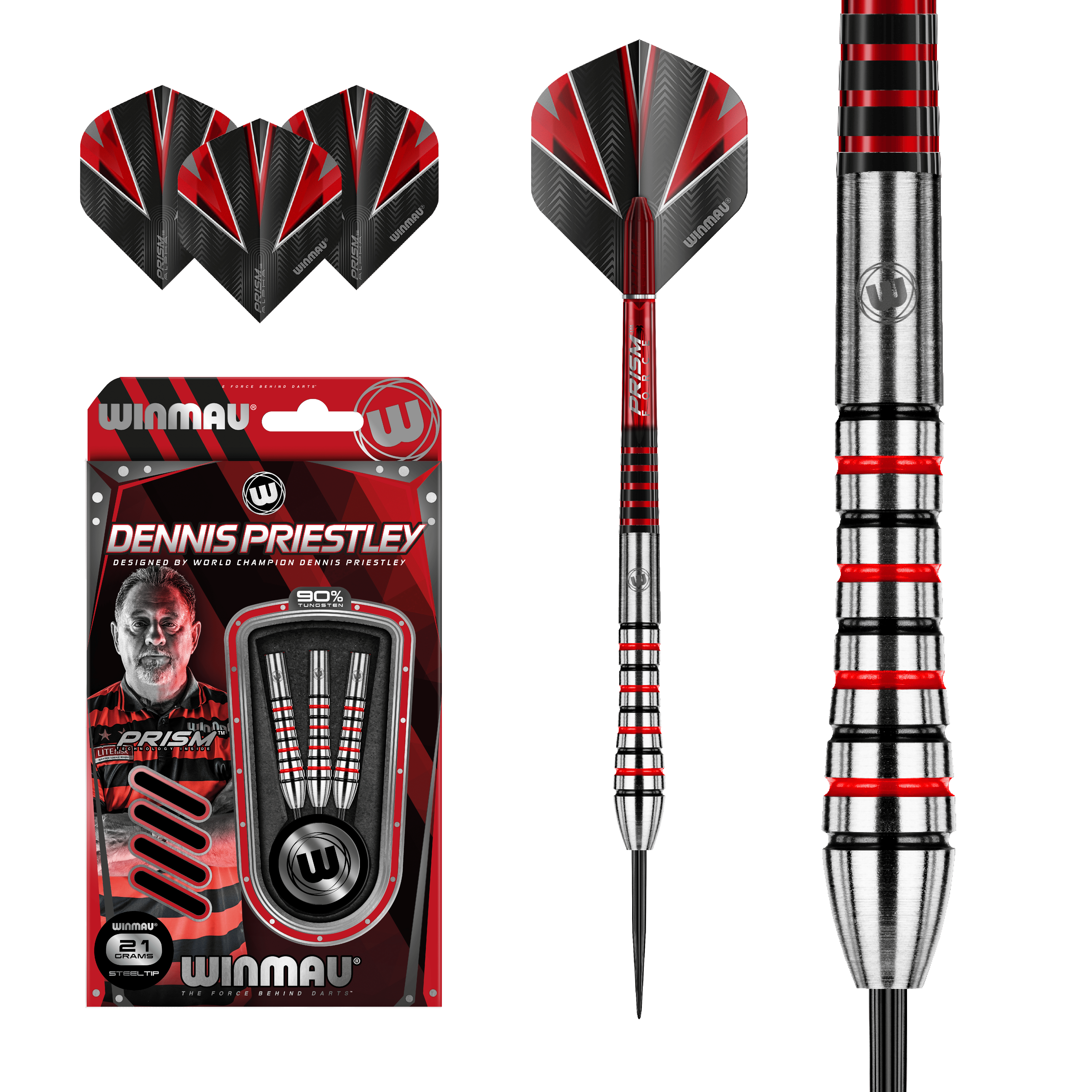 Winmau - Dennis Priestley 90% - Sada Steel Šípok - Direct Darts - 2