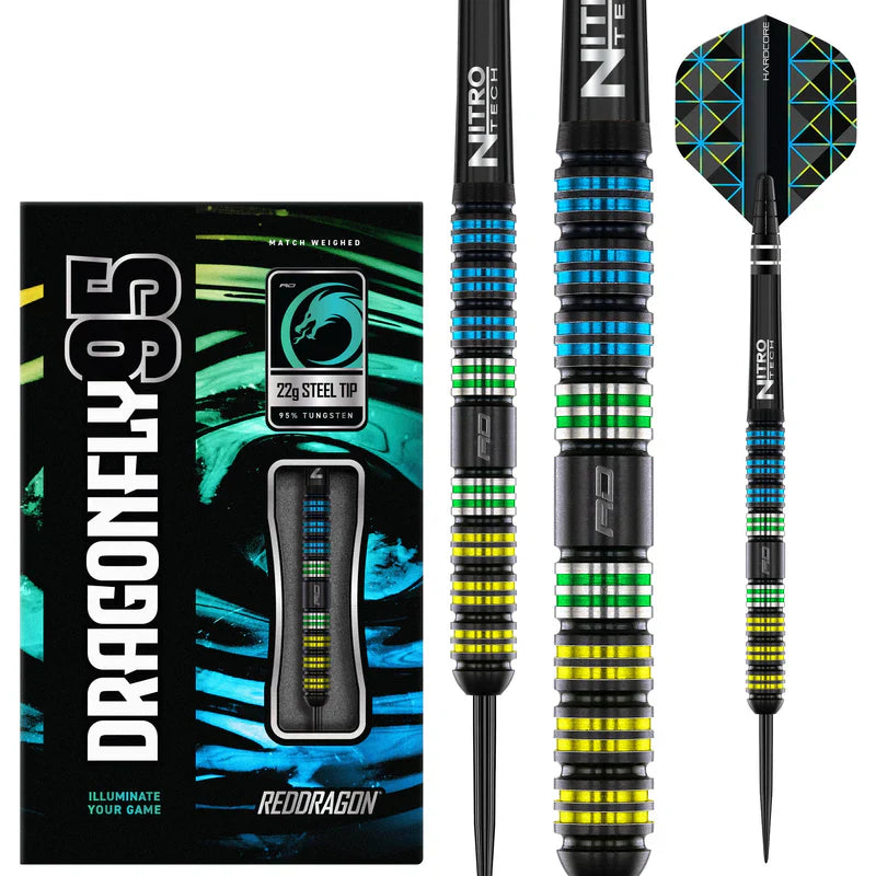 Red Dragon - Dragonfly 95 Black - Parallel 95% - Sada Steel Šípok - Direct Darts - 2