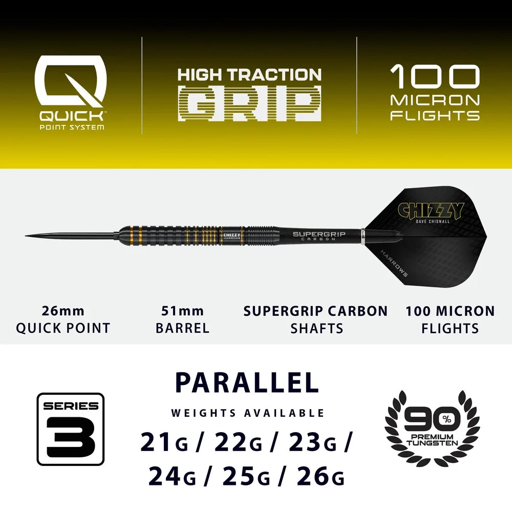 Harrows - Chizzy Series 3 - 90% - Quick Point - Steel Šipky - Direct Darts - 4