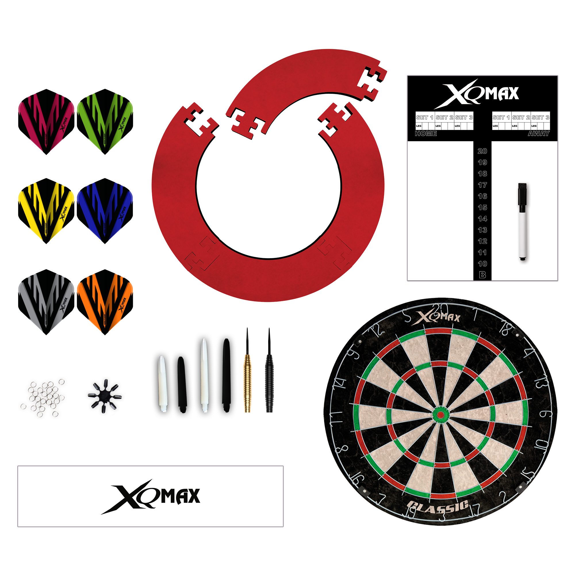 Xqmax - Turnájová Darts Sada Červená - Terče Na Šípky Set - Direct Darts - 1