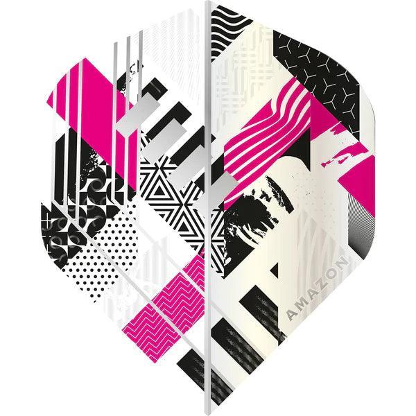 Amazon - Abstract - Biela & Magenta - No2 - 100 Mikrón - Letky Na Šípky - Direct Darts - 1