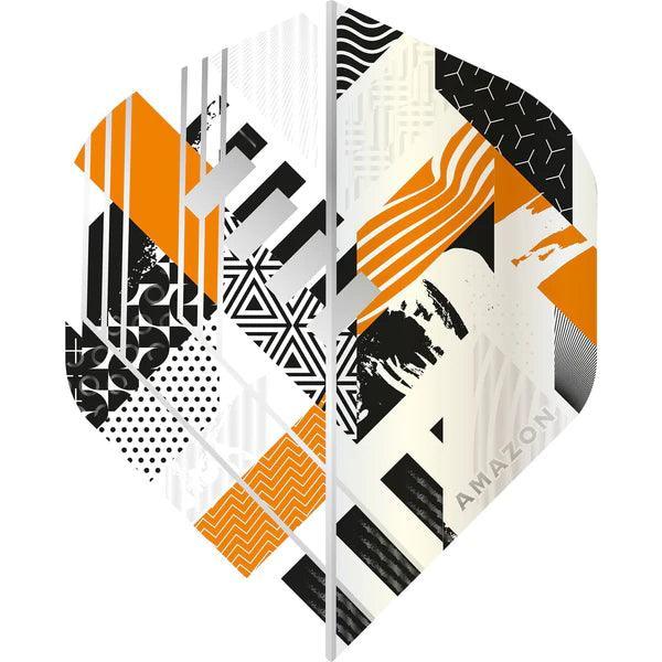 Amazon - Abstract - Biela & Oranžová - No2 - 100 Mikrón - Letky Na Šípky - Direct Darts - 1