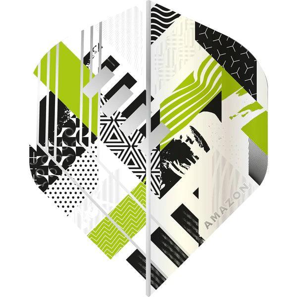 Amazon - Abstract - Biela & Zelená - No2 - 100 Mikrón - Letky Na Šípky - Direct Darts - 1
