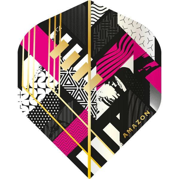 Amazon - Abstract - Čierna & Magenta - No2 - 100 Mikrón - Letky Na Šípky - Direct Darts - 1