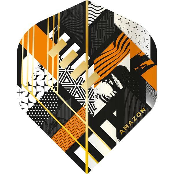 Amazon - Abstract - Čierna & Oranžová - No2 - 100 Mikrón - Letky Na Šípky - Direct Darts - 1