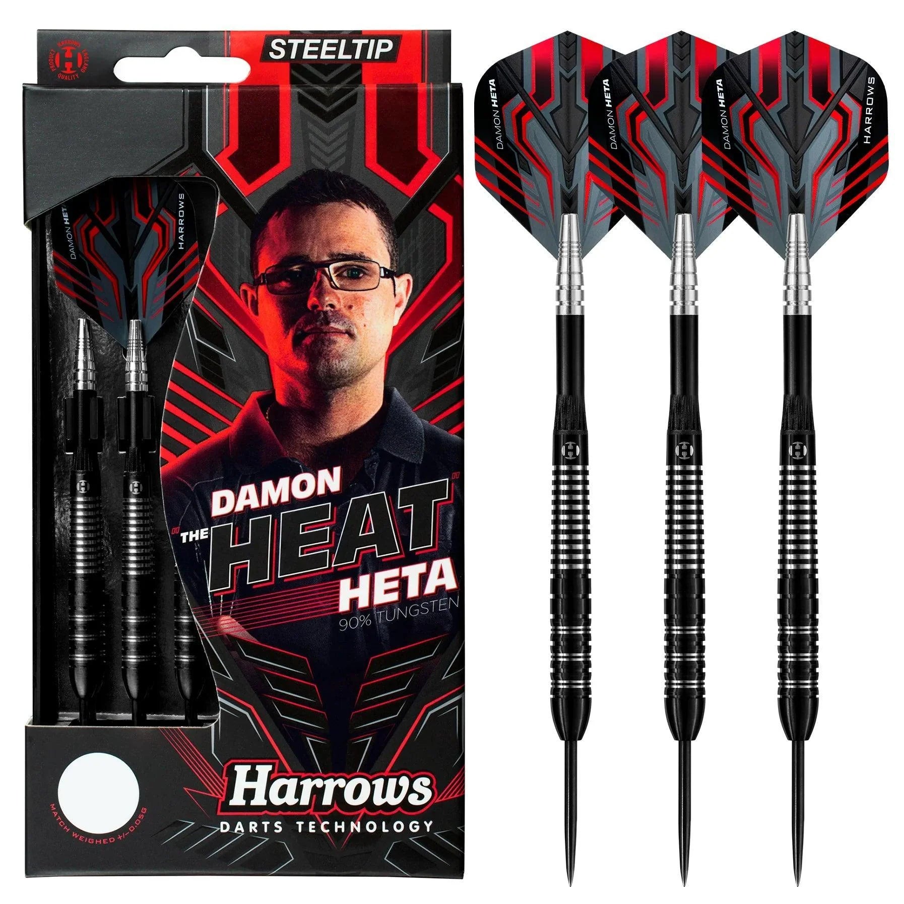 Harrows - Damon Heta 90% Black - Sada Steel Šípok - Direct Darts - 2