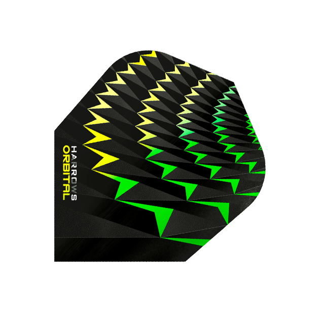 Harrows - Orbital Zelená/Žltá - 100 Mikrón - Letky Na Šípky - Direct Darts - 1