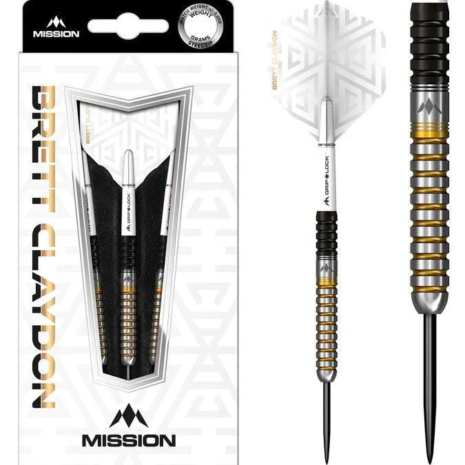 Mission - Brett Claydon - Čierna & Zlatá- - Brass - Sada Steel Šípok - Direct Darts - 1