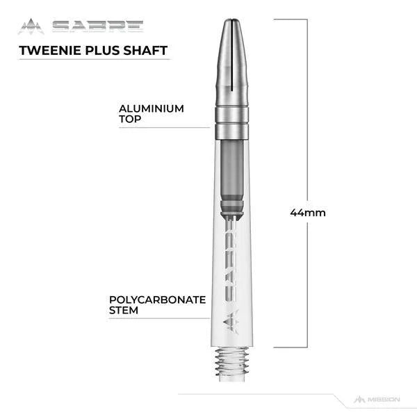 Mission - Sabre - Polykarbonát - Priehľadná - Strieborná Top - Násadka Na Šípky - Direct Darts - 6