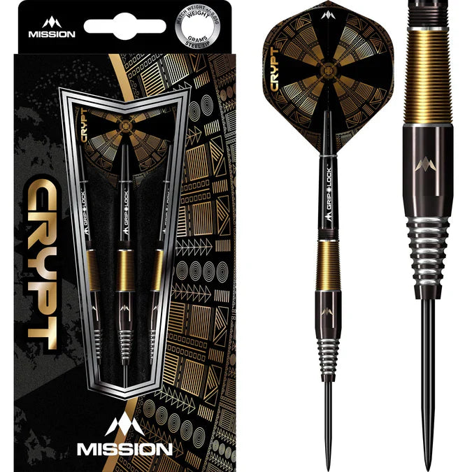 Mission - Crypt - M2 - Čierna / Zlatá - Sada Steel Šípok - Direct Darts - 1