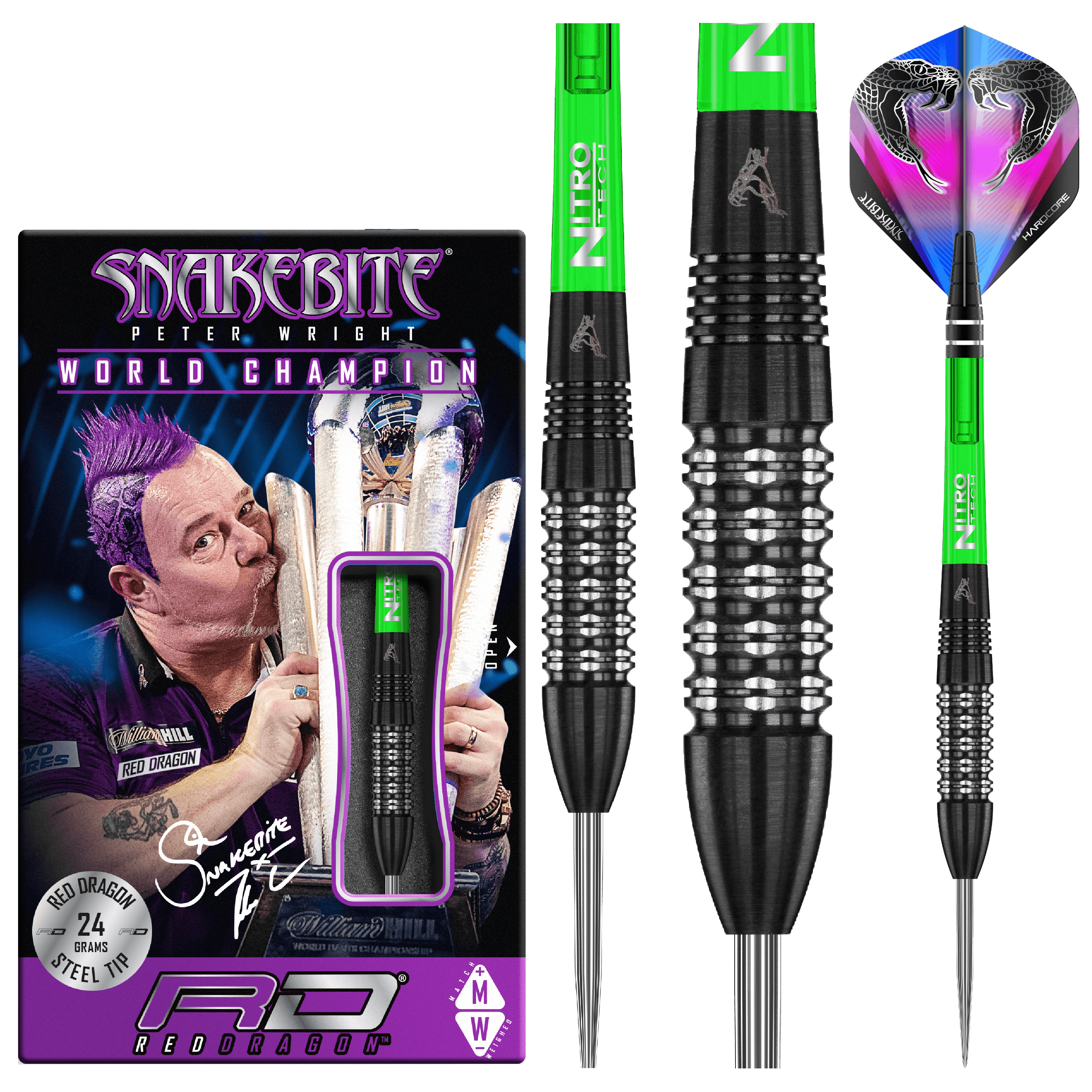 Red Dragon - Peter Wright Black Strike 90% - Sada Steel Šípok - Direct Darts - 2