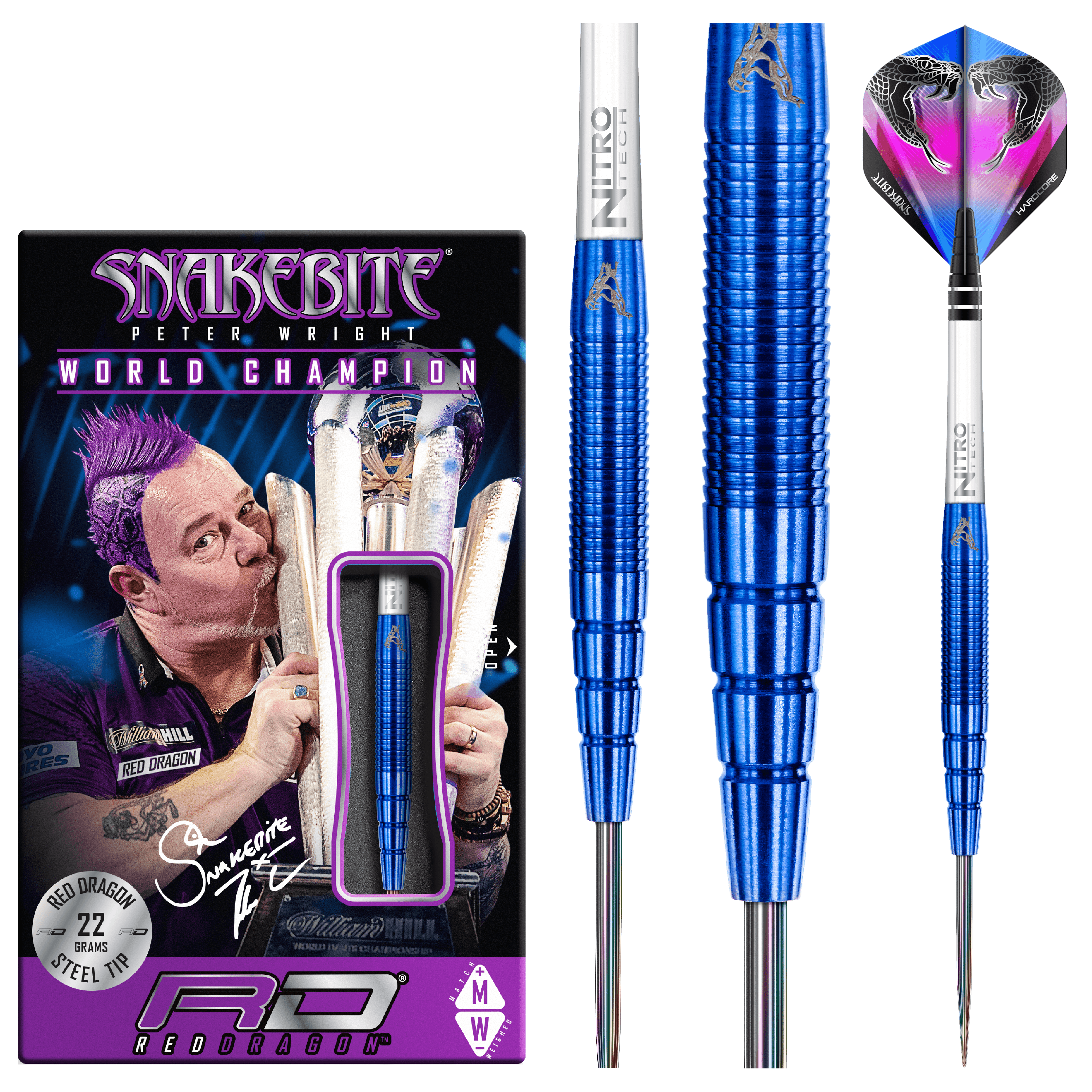 Red Dragon - Peter Wright Pl15 Blue 90% - Sada Steel Šípok - Direct Darts - 2