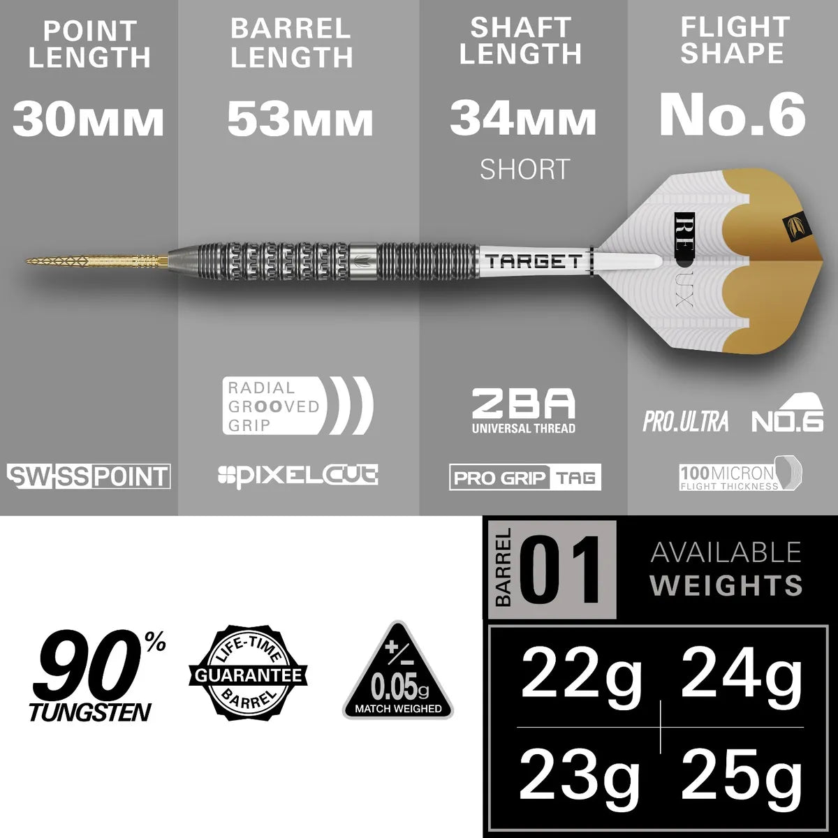 Target - Redux 01 - 90% -Steel Šípky - Direct Darts - 2
