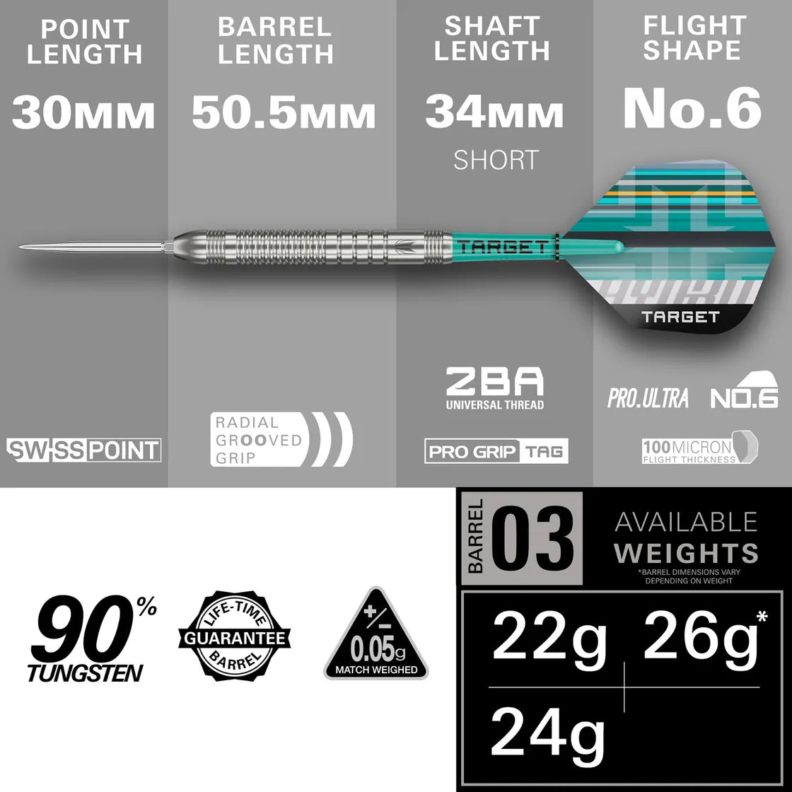 Target - Hydro 03 - 90% - Steel Šípky - Direct Darts - 5