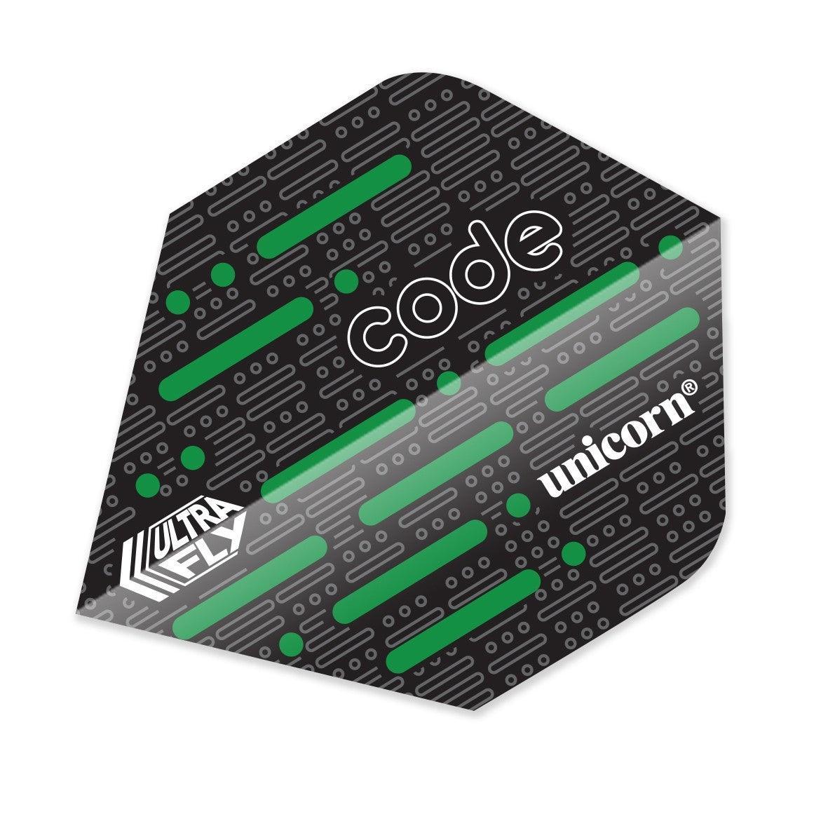 Unicorn - Ultrafly Plus Code Zelená - 100 Mikrón - Letky Na Šípky - Direct Darts - 1