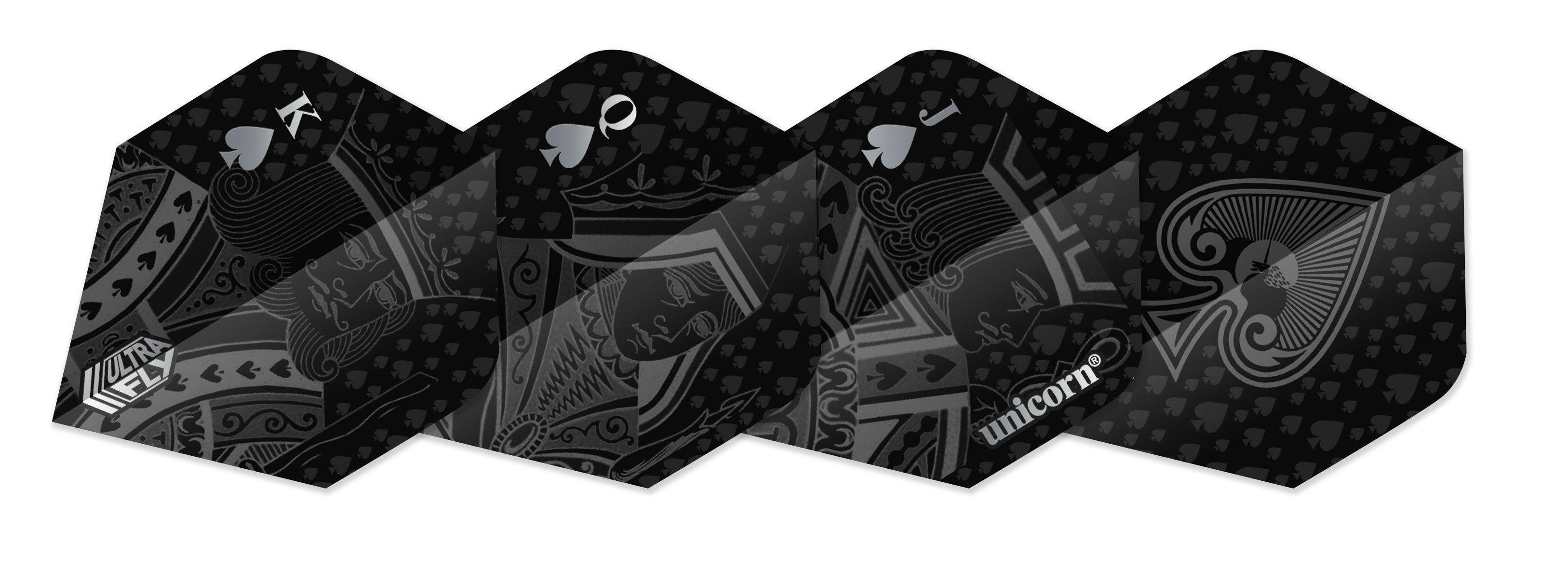 Unicorn - Ultrafly Plus Čierna Royal Flush - 100 Mikrón - Letky Na Šípky - Direct Darts - 1