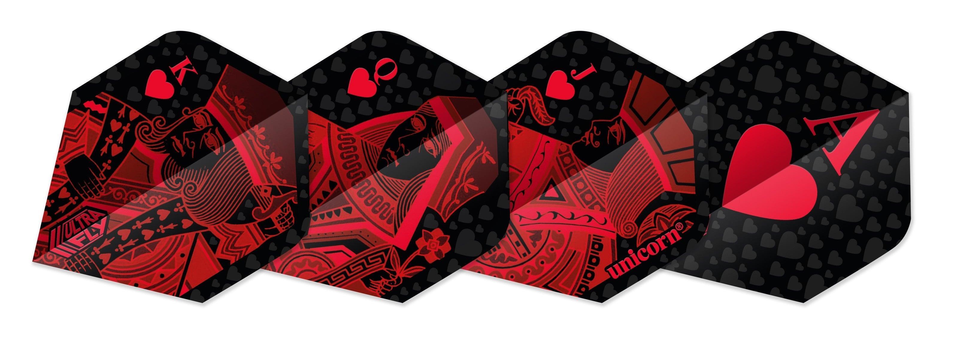 Unicorn - Ultrafly Plus Červená Royal Flush - 100 Mikrón - Letky Na Šípky - Direct Darts - 1