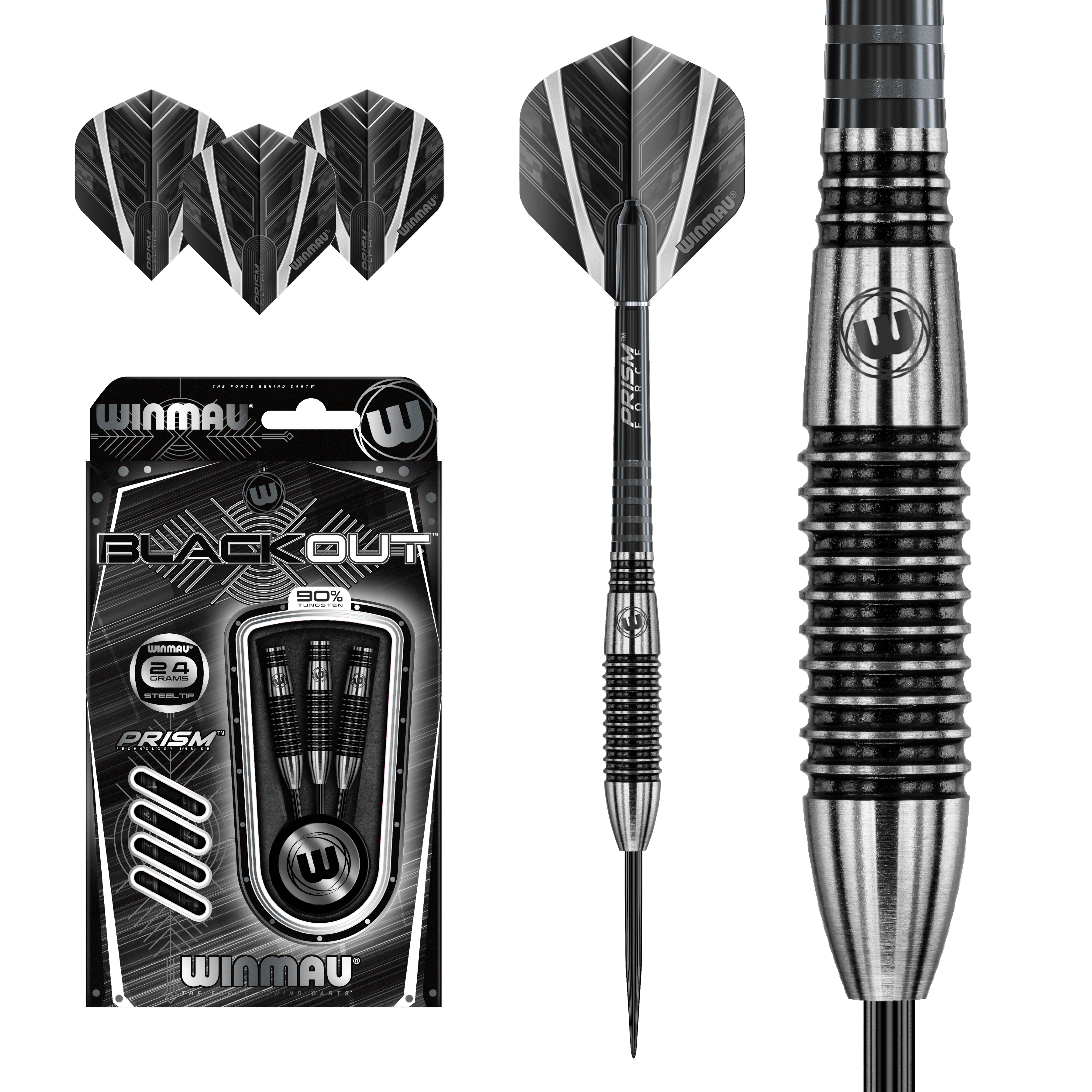 Winmau - Blackout V2 90% - Sada Steel Šípok - Direct Darts - 2