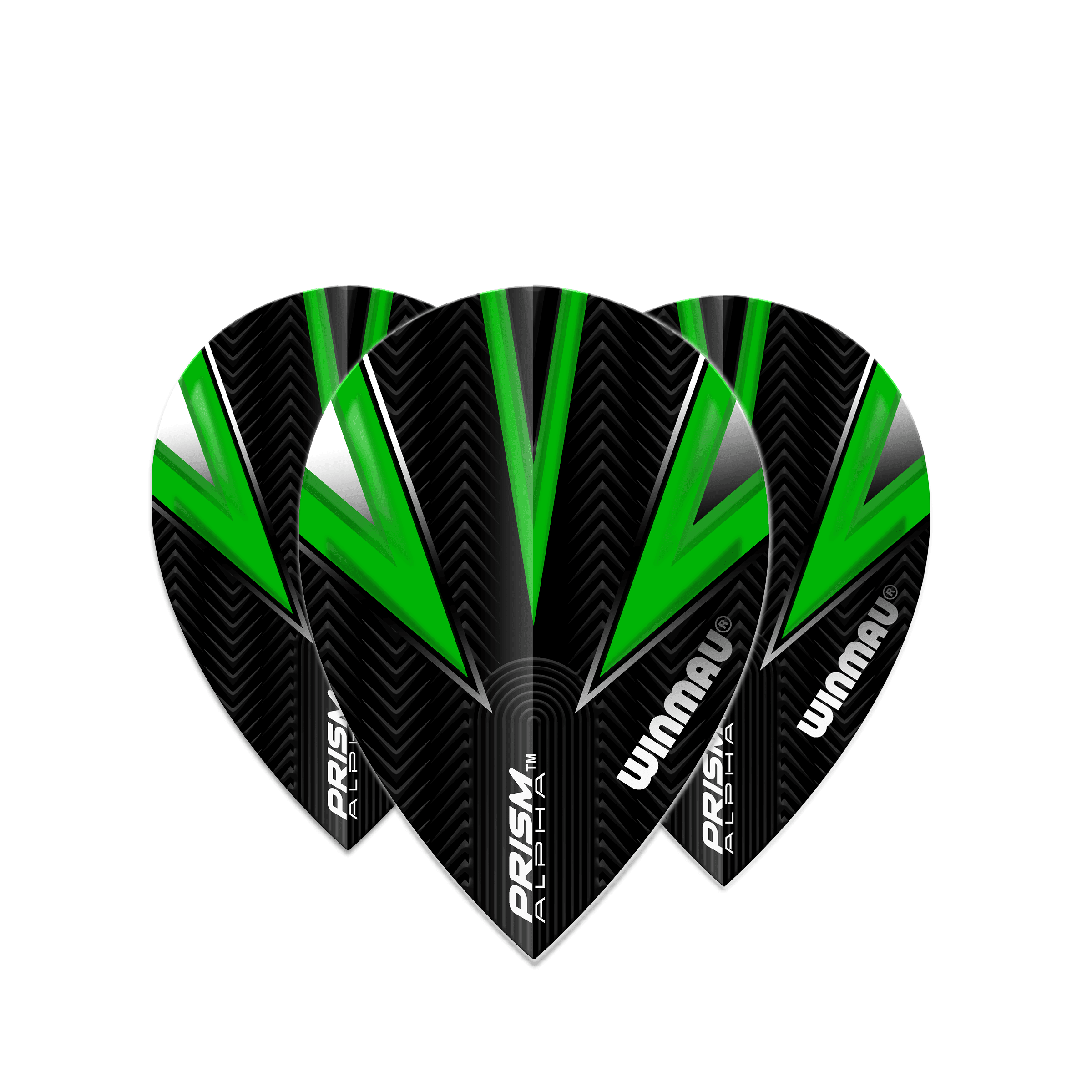 Winmau - Prism Alpha Čierna & Zelená Hruškovitá - 100 Mikrón - Letky Na Šípky - Direct Darts - 1
