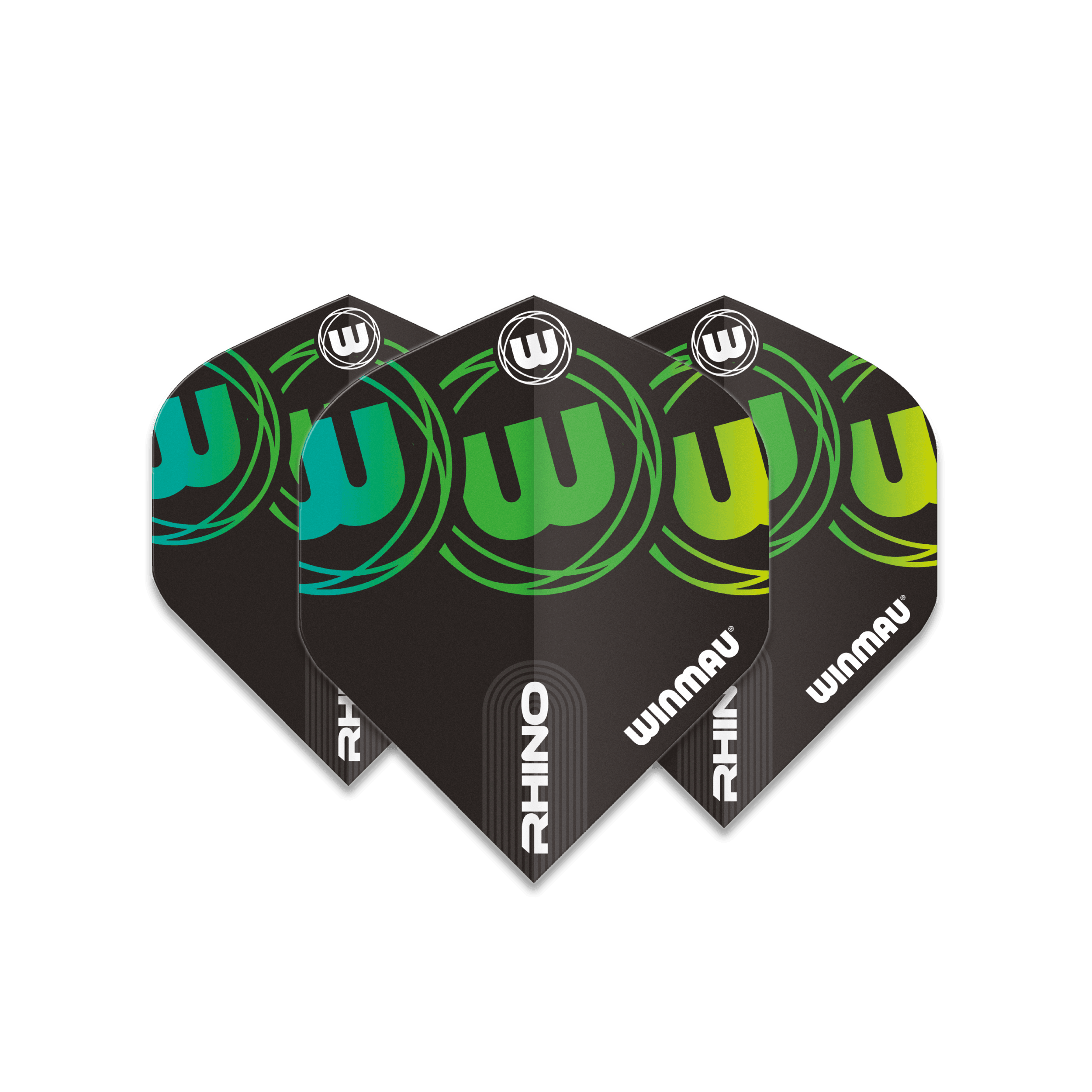 Winmau - Rhino Čierna & Zelená Extra Hrubý Standard - 100 Mikrón - Letky Na Šípky - Direct Darts - 1