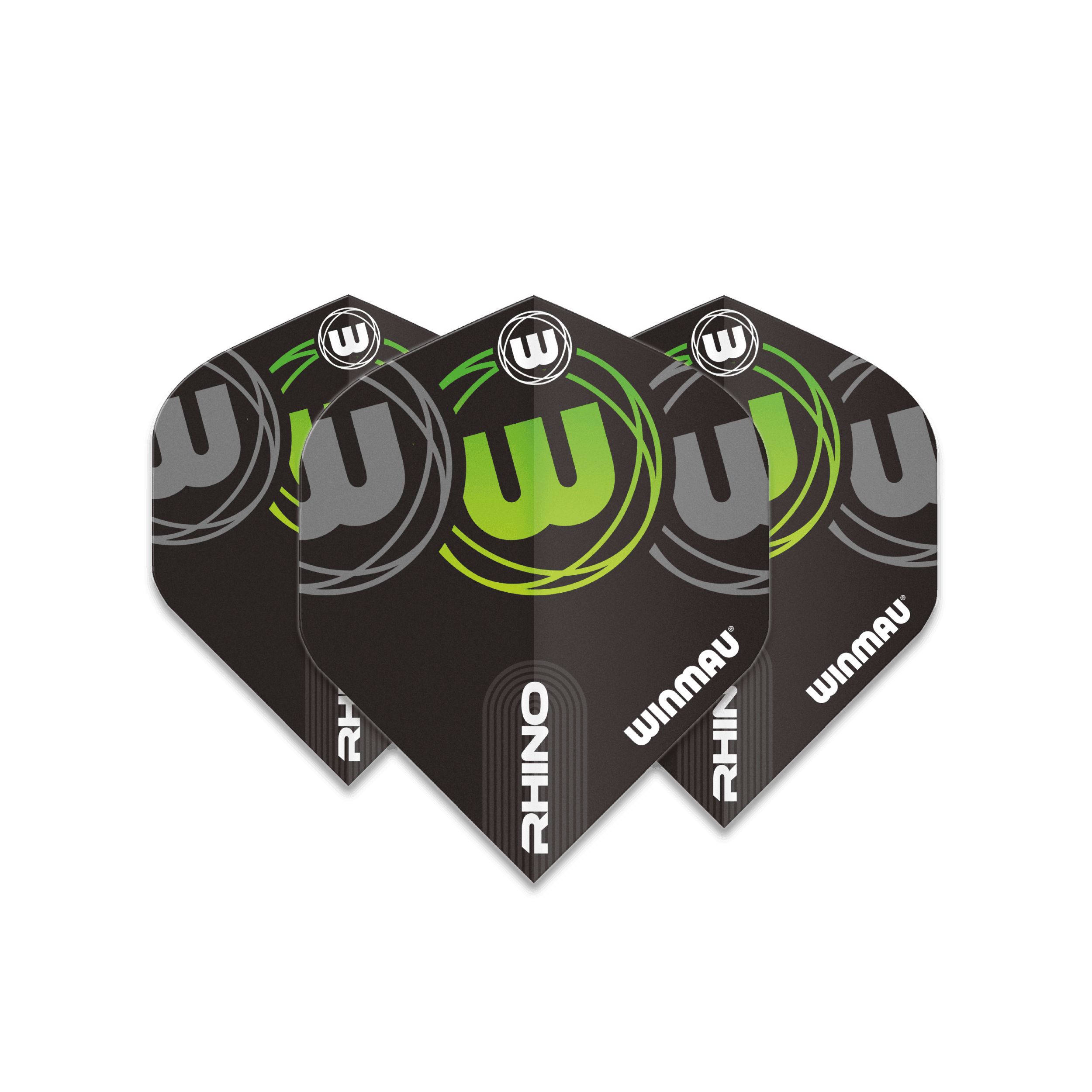 Winmau - Rhino Čierna, Sivá & Zelená Standard - 100 Mikrón - Letky Na Šípky - Direct Darts - 1