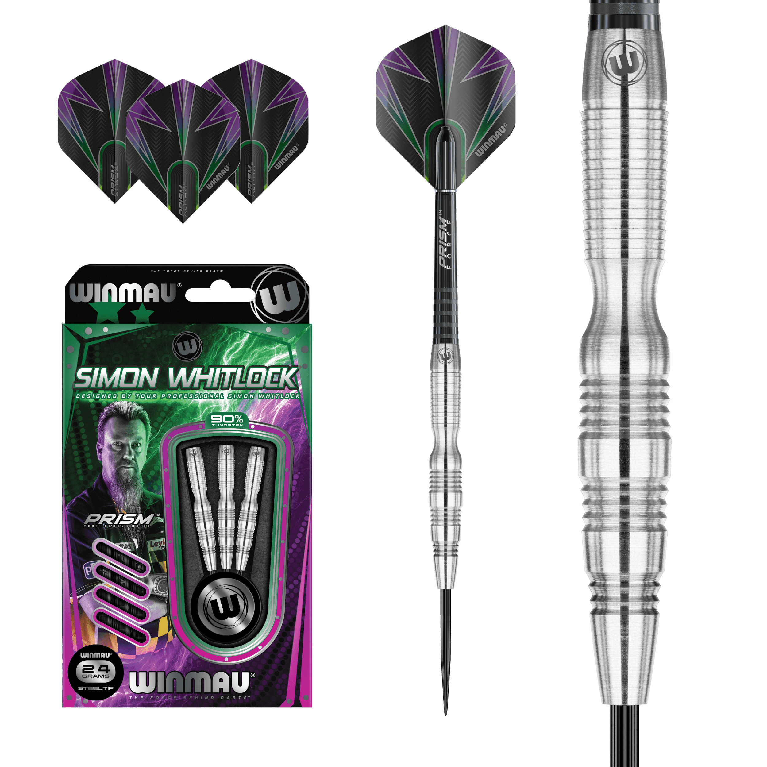 Winmau - Simon Whitlock Strieborná 90% - Sada Steel Šípok - Direct Darts - 2
